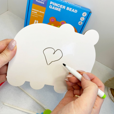 Игра двухсторонняя с шариками, пинцетом, маркером, палочки Машинка TM482A-B-E