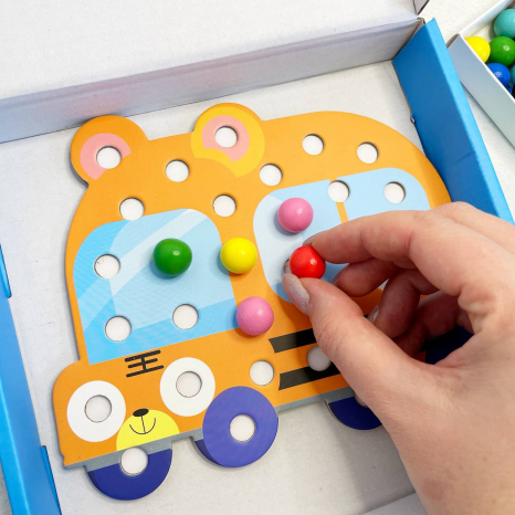 Игра двухсторонняя с шариками, пинцетом, маркером, палочки Машинка TM482A-B-E