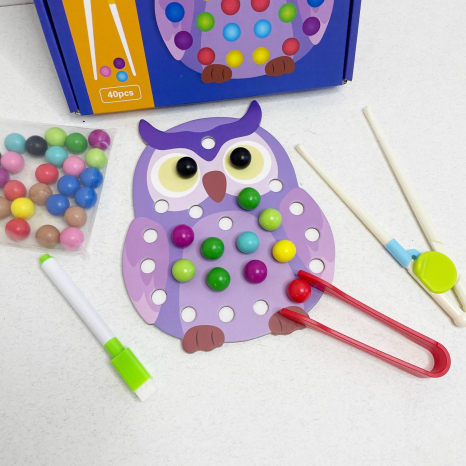 Гра двохстороння з кульками, пінцетом, маркером, палички Сова TM482A-B-E