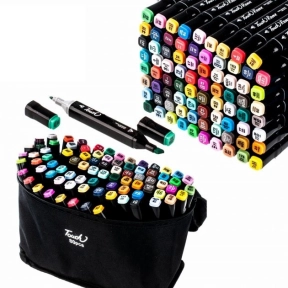 Набор скетч-маркеров двухсторонних 80 цветов в чехле Touch 80 pcs