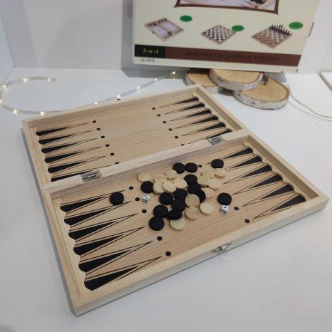 Настільна гра 3в1 шахи, шашки, нарди TQ09173 в коробці 34,5-17,5-4 см.