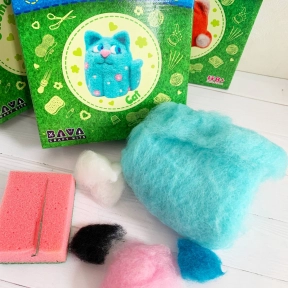 Набір для творчості Валяння "Блакитний котик" ТМ Умняшка ВАЛ-002