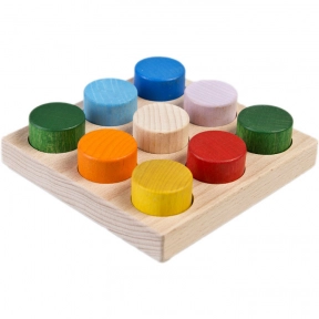 Деревянная рамка-вкладыш цилиндры Радуга большая в коробке ТАТО