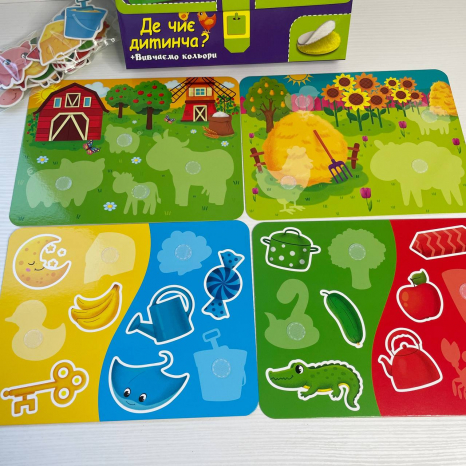 Гра з липучками "Де чиє дитинча. Вивчаємо кольори " VT 1310-05 Vladi Toys