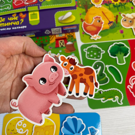 Гра з липучками "Де чиє дитинча. Вивчаємо кольори " VT 1310-05 Vladi Toys