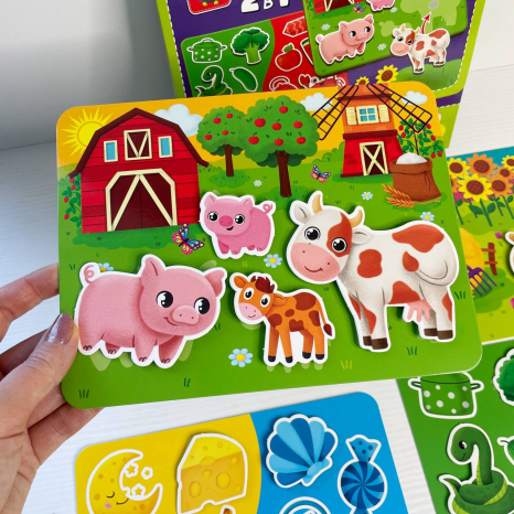 Гра з липучками "Де чиє дитинча. Вивчаємо кольори " VT 1310-05 Vladi Toys