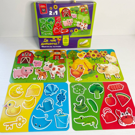 Гра з липучками "Де чиє дитинча. Вивчаємо кольори " VT 1310-05 Vladi Toys