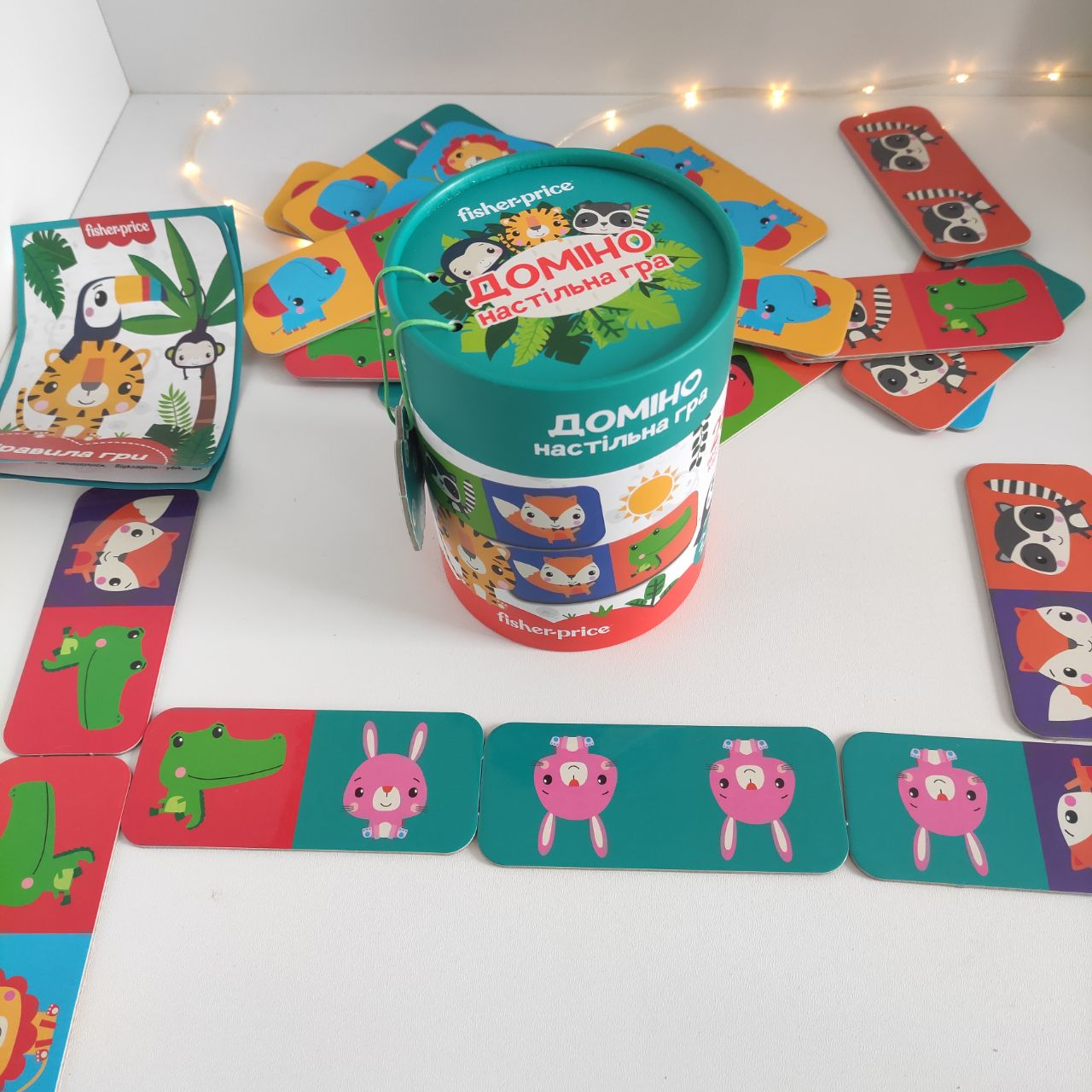 Настільна гра Fisher Price. Доміно двостороннє в тубусі VT2910-03 (укр)