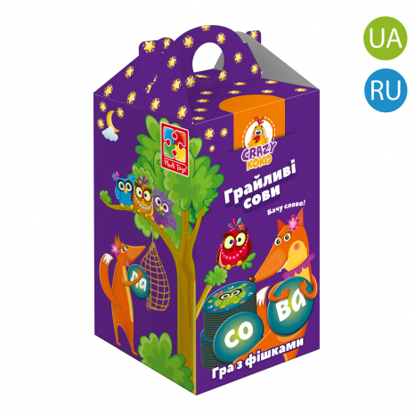 Гра з фішками «Грайливі сови. Бачу слово!»  Vladi Toys