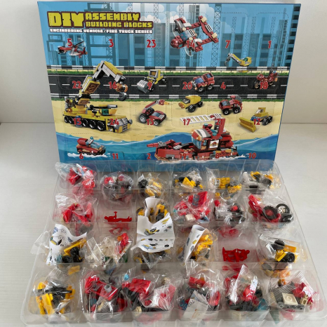 Адвент-календар конструктор Будівельна та пожежна  техніка (24 віконця) W 02