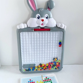 Мозаика магнитная Зайка, стилус, цветные шарики, 16 двусторонних карт с заданиями W 6507