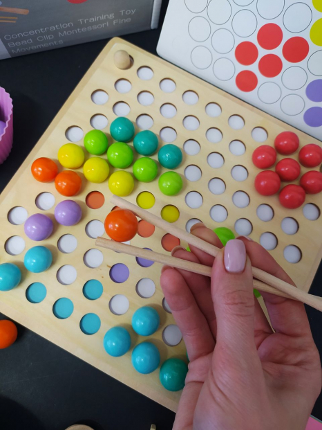 Дерев'яна іграшка пазл - мозаїка з кульками, MD 1727