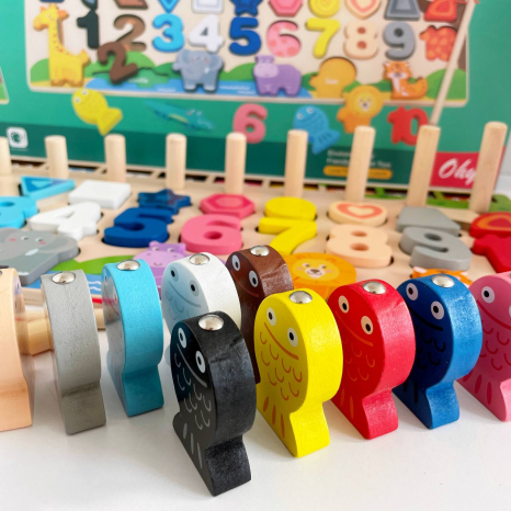 Дерев'яна іграшка арт. WD13025 (30шт) навчальна панель 5в1 в коробці 45,5*18 см