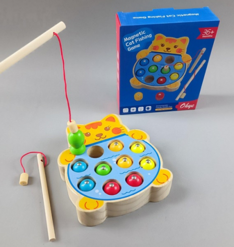 Дерев'яна магнітна риболовля Котик WD13104