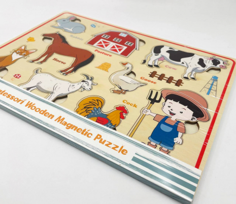 Дерев'яна магнітна рамка - вкладиш Домашні тварини (Ферма), WD13105