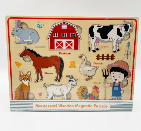 Дерев'яна магнітна рамка - вкладиш Домашні тварини (Ферма), WD13105