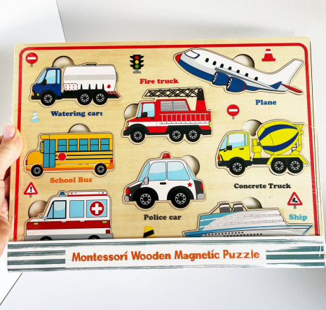 Дерев'яна магнітна рамка - вкладка Транспорт, WD13105