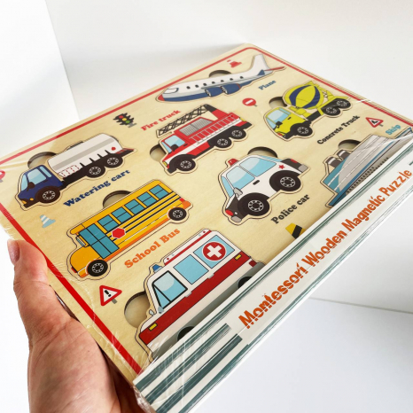 Дерев'яна магнітна рамка - вкладка Транспорт, WD13105