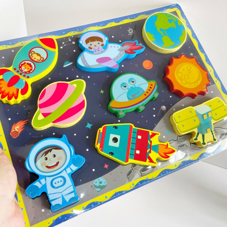 Об'ємний деревяний пазл, рамка - вкладка Космос WD13108-2