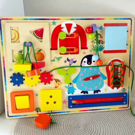 Дерев'яна розвиваюча іграшка Бізіборд для малюків WD15407