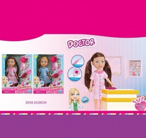 Лялька “Лікарка”, висота 25 см, з стетоскопом, шприцом, термометр