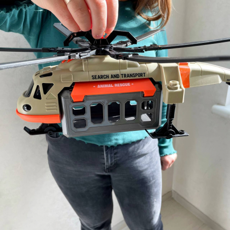 Іграшковий гвинтокрил, клітка з динозавром, із звуком, підсвічування, рухливі лопаті WY 960 AB