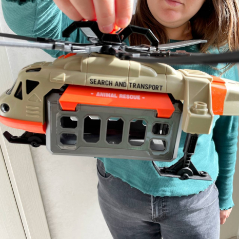 Іграшковий гвинтокрил, клітка з динозавром, із звуком, підсвічування, рухливі лопаті WY 960 AB