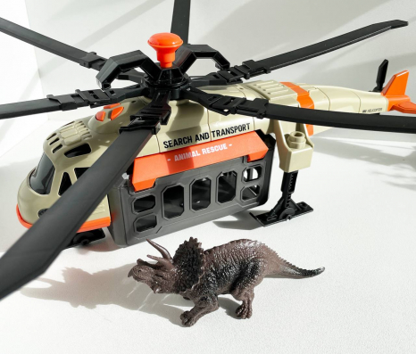 Іграшковий гвинтокрил, клітка з динозавром, із звуком, підсвічування, рухливі лопаті WY 960 AB