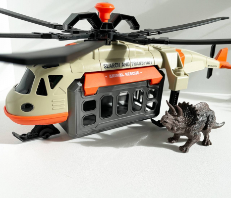 Іграшковий гвинтокрил, клітка з динозавром, із звуком, підсвічування, рухливі лопаті WY 960 AB