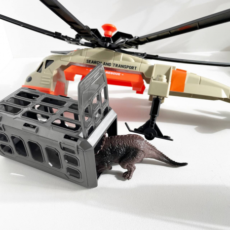 Іграшковий гвинтокрил, клітка з динозавром, із звуком, підсвічування, рухливі лопаті WY 960 AB
