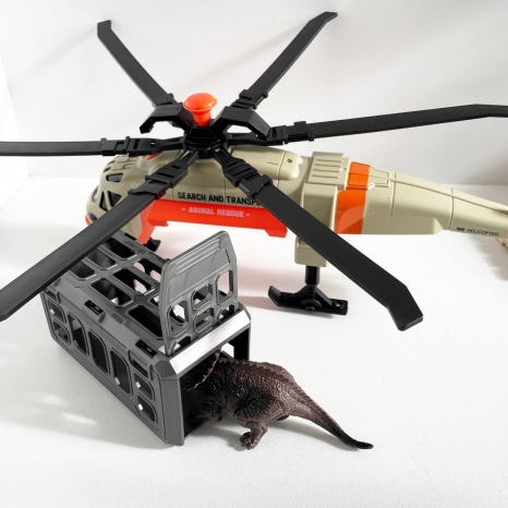 Іграшковий гвинтокрил, клітка з динозавром, із звуком, підсвічування, рухливі лопаті WY 960 AB