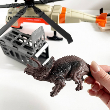 Іграшковий гвинтокрил, клітка з динозавром, із звуком, підсвічування, рухливі лопаті WY 960 AB