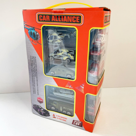 Набор металлических машин, транспорт 15шт, знаки дорожного движения, XG879-234