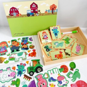 Магнитная игра "Ферма", доска пиши-вытирай с маркером XHM - 9911 A