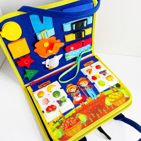 Логічна фетрова папка на липучках XX 45284-4 пальчикові ігри, назви овочів, фруктів, дні тижня на англ.