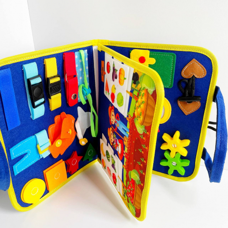 Логічна фетрова папка на липучках XX 45284-4 пальчикові ігри, назви овочів, фруктів, дні тижня на англ.