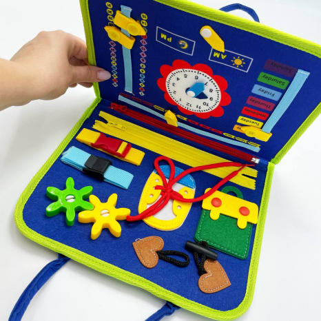 Дитяча розвиваюча сумочка-логіка XX4428 тактильні, розвиваючі вправи, з фетру