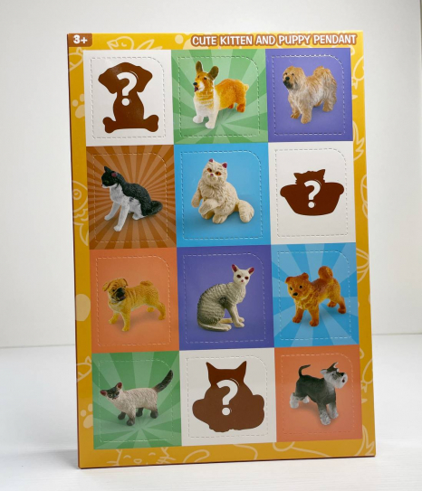 Набір тварин адвент-календар на 12 фігурок Котики-собачки, , YJ 100 E