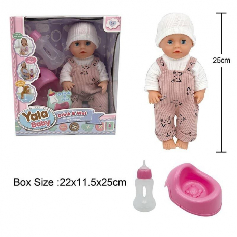Дитяча іграшка Пупс: п'є з пляшечки, ходить на горщик, заплющує очі, висота 25 см, YL 2425 A-A