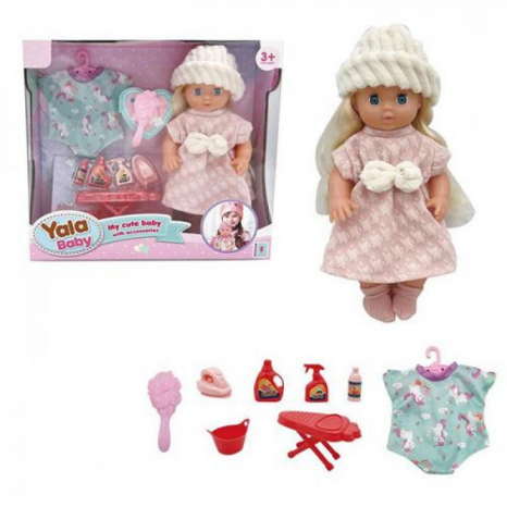 Лялька YL2425H-A вбрання, гладильна дошка, праска, флакони, гребінець, кор., 33-29,5-9 см.