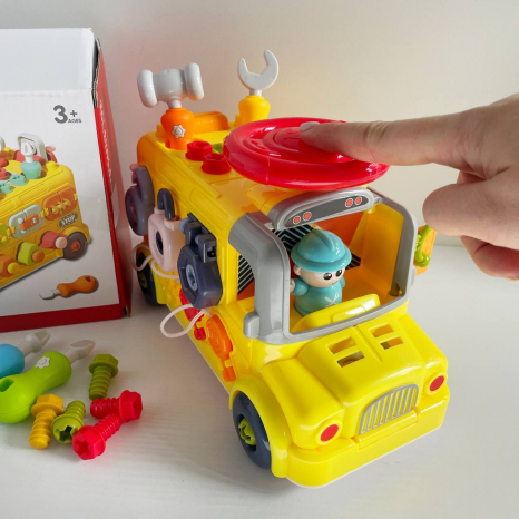 Конструктор-автобус з шурупами та викрутками, рухомими елементами  YL517