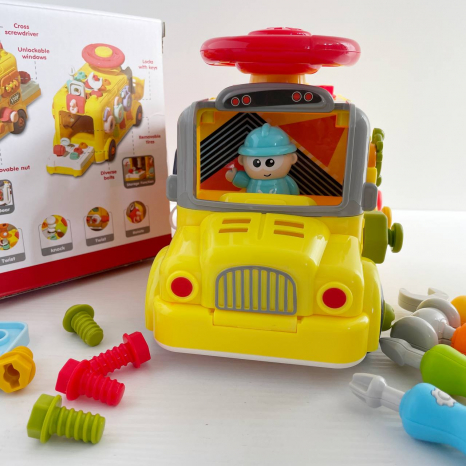 Конструктор-автобус з шурупами та викрутками, рухомими елементами  YL517