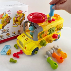 Конструктор-автобус з шурупами та викрутками, рухомими елементами  YL517