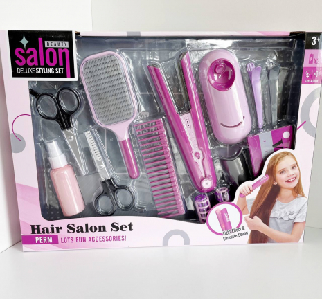 Дитячий набір перукаря YLQ 088 стайлер, гребінці, заколки, бігуді, ножиці