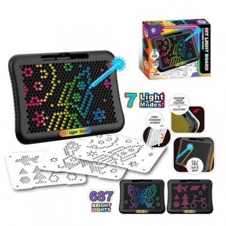 Світлова дошка-мозаїка, 3 картки,ручка 2в1,світло 12 режимів,YM-117