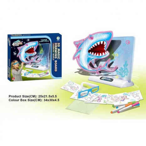 Дошка для малювання з підсвічуванням, 7 трафаретів, 4 маркери, 3D окуляри YM 17