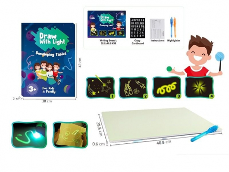 Дошка для малювання  "Малюй світлом", ручка на батарейці, люмінесцентна дошка, YM 811