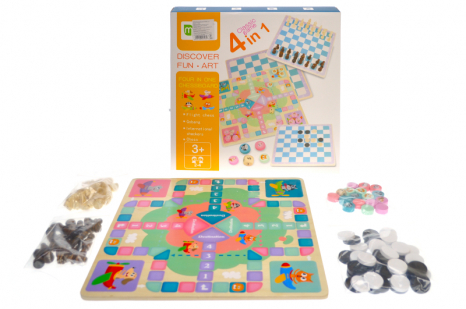 Дерев'яні шашки-шахи 4в1 в коробці YT-3678