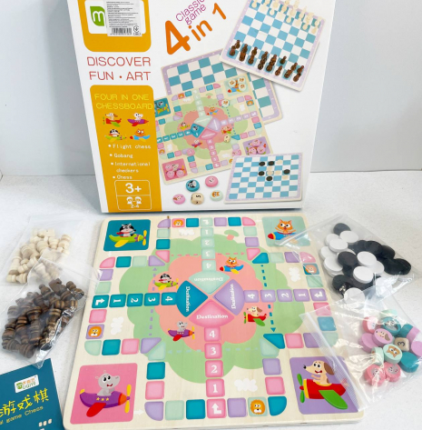 Дерев'яні шашки-шахи 4в1 в коробці YT-3678