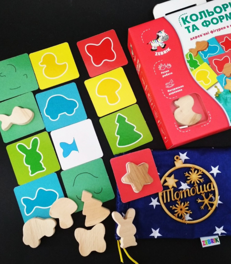 Деревянная игра Цвета и формы в мешочке / Кольори і форми, Zebrik ZB2001-01